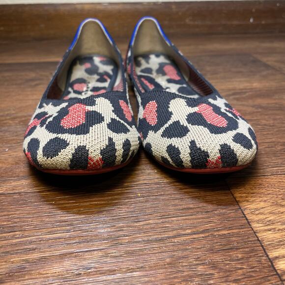 Rothy's Shoes Women's Red Cat Leopard Print Ballet Slip On Flats W 8.5 - Picture 14 of 16